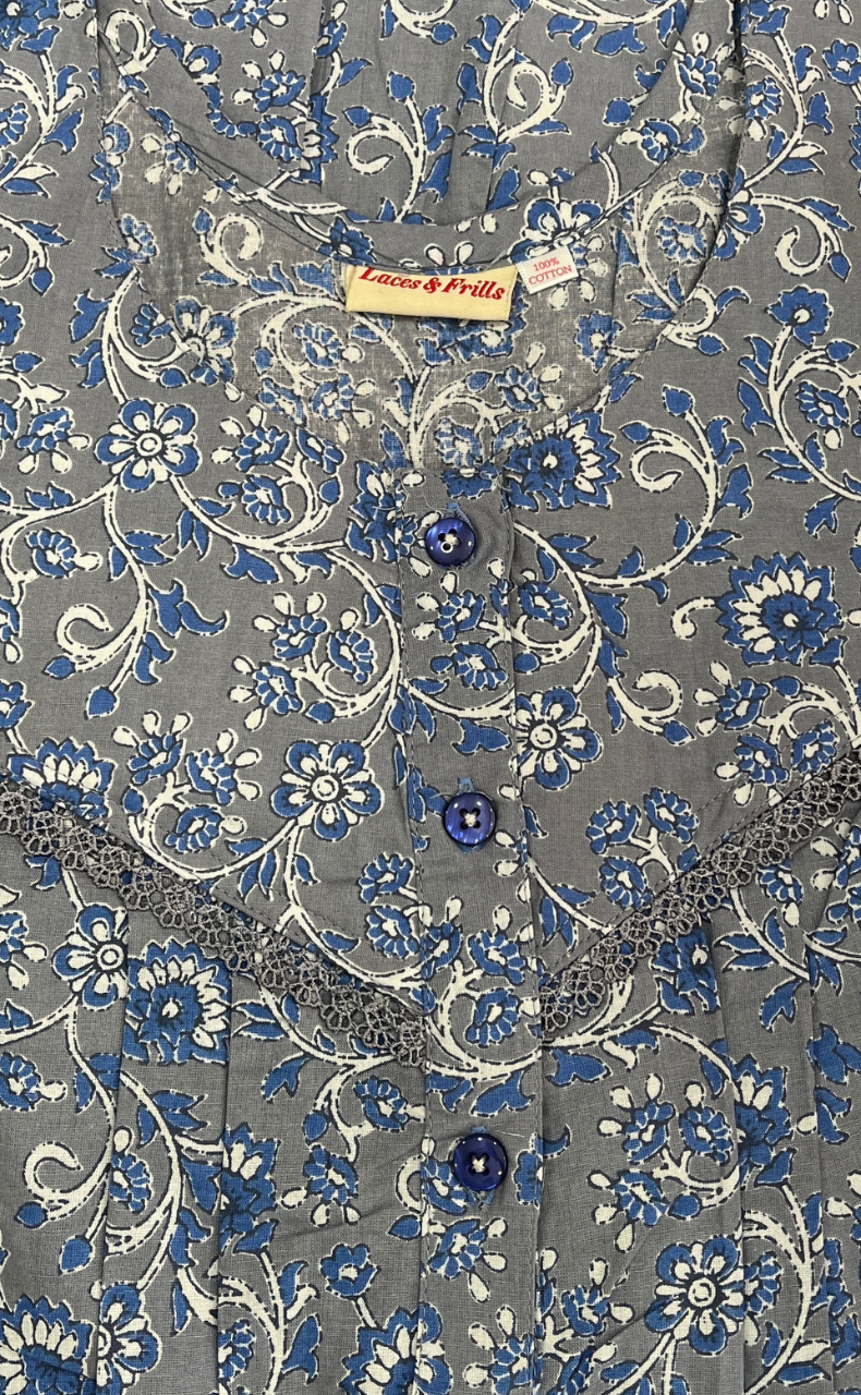 Grey Garden Pure Cotton Nighty. Pure Durable Cotton | Laces and Frills