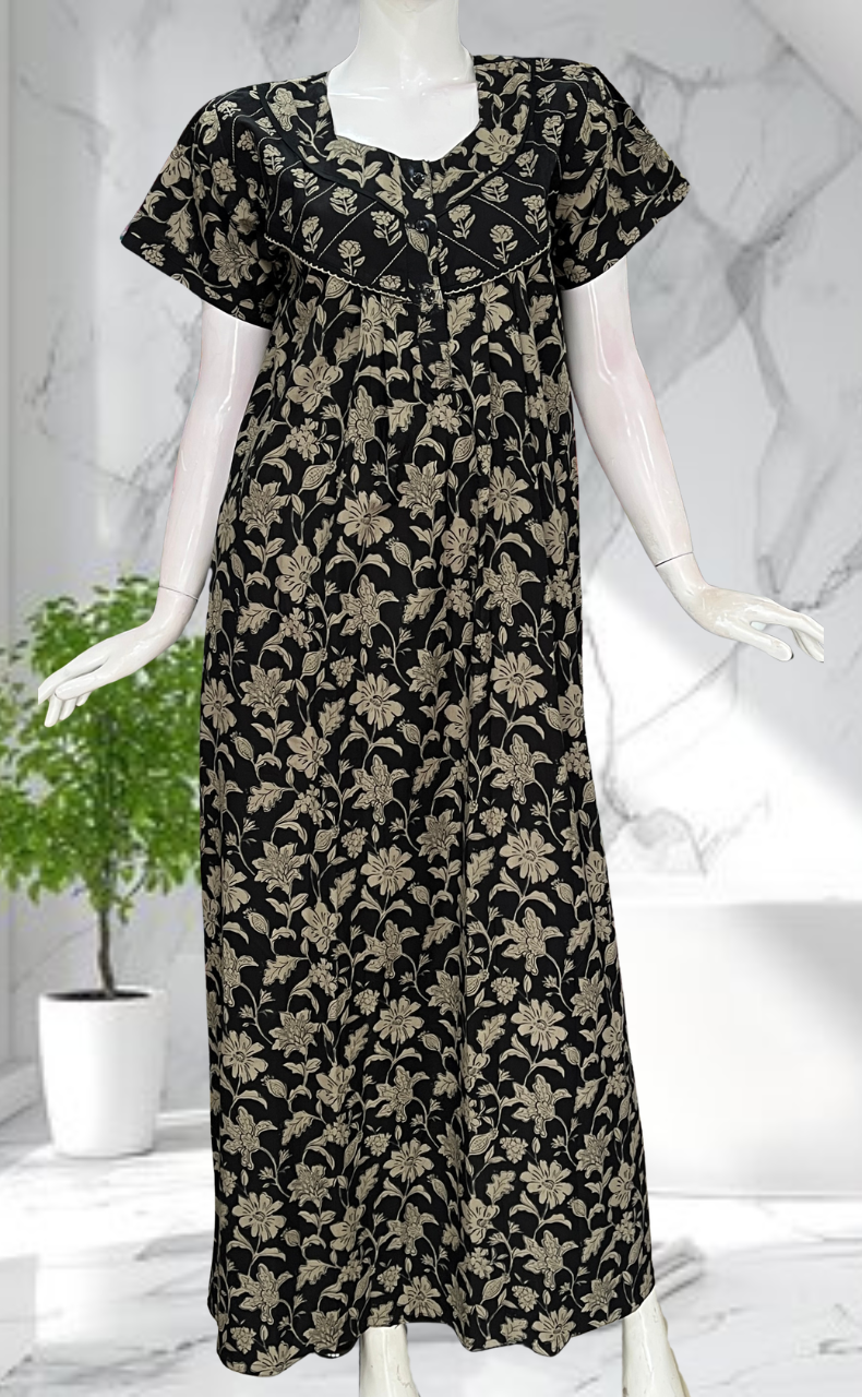 Black Garden Pure Cotton Nighty. Pure Durable Cotton | Laces and Frills