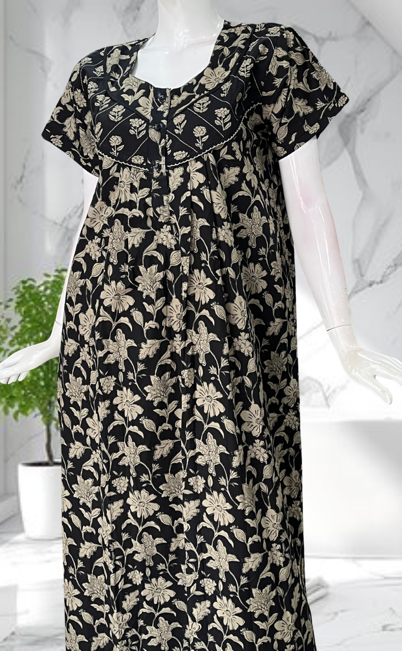 Black Garden Pure Cotton Nighty. Pure Durable Cotton | Laces and Frills