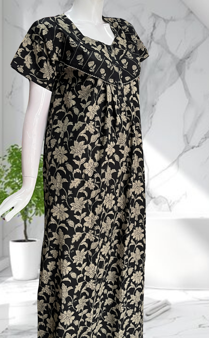 Black Garden Pure Cotton Nighty. Pure Durable Cotton | Laces and Frills