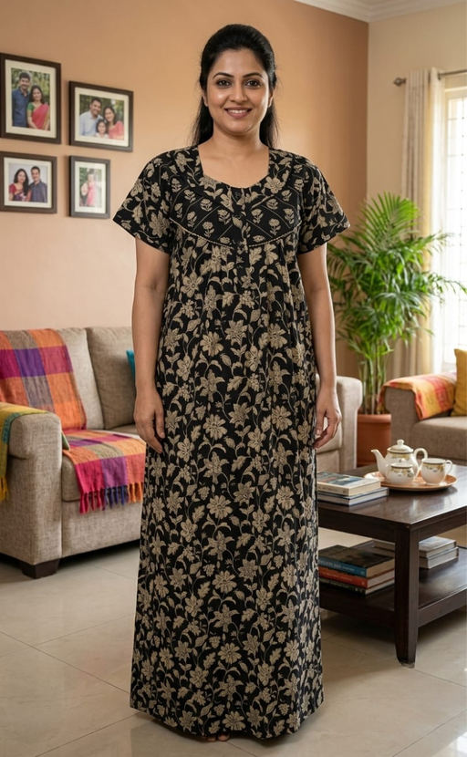 Black Garden Pure Cotton Nighty. Pure Durable Cotton | Laces and Frills - Laces and Frills