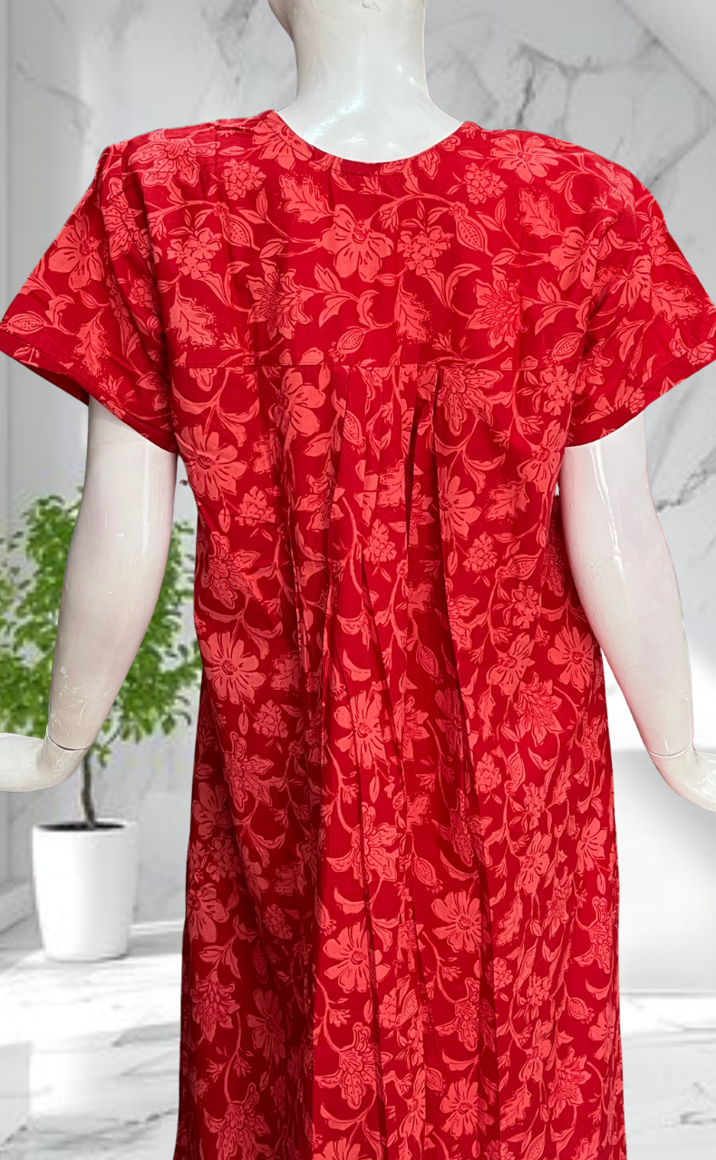 Red Garden Pure Cotton Nighty. Pure Durable Cotton | Laces and Frills
