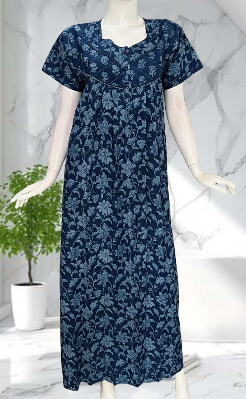 Blue Garden Pure Cotton Nighty. Pure Durable Cotton | Laces and Frills