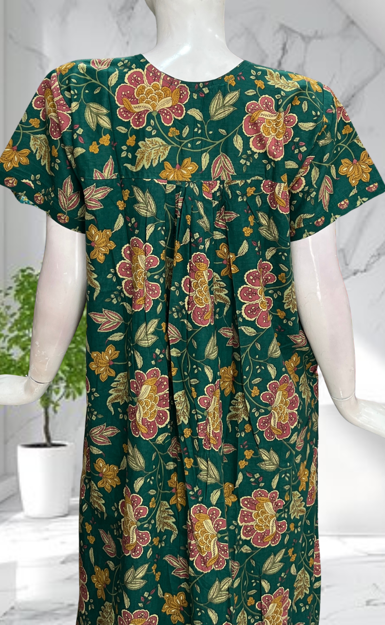 Green Garden Pure Cotton Nighty. Pure Durable Cotton | Laces and Frills