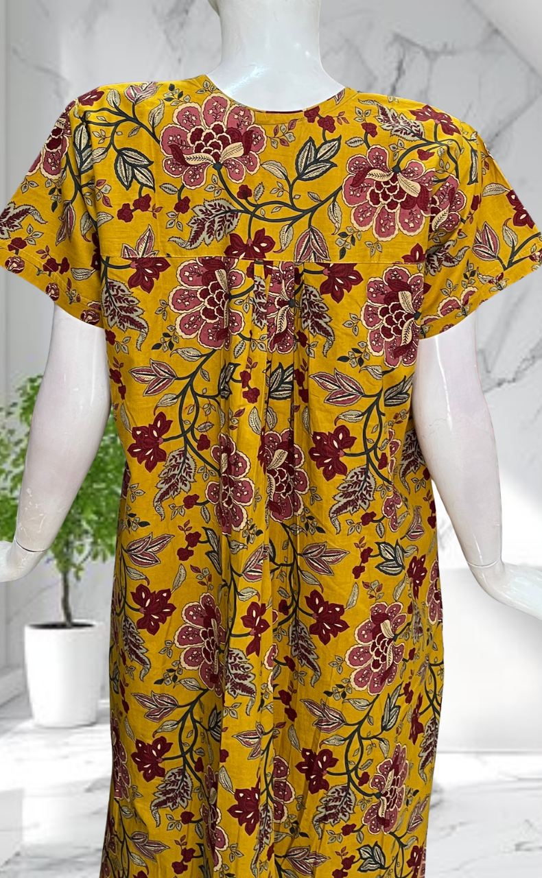 Yellow Garden Pure Cotton Nighty. Pure Durable Cotton | Laces and Frills