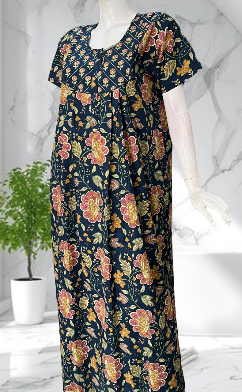Blue Garden Pure Cotton Nighty. Pure Durable Cotton | Laces and Frills