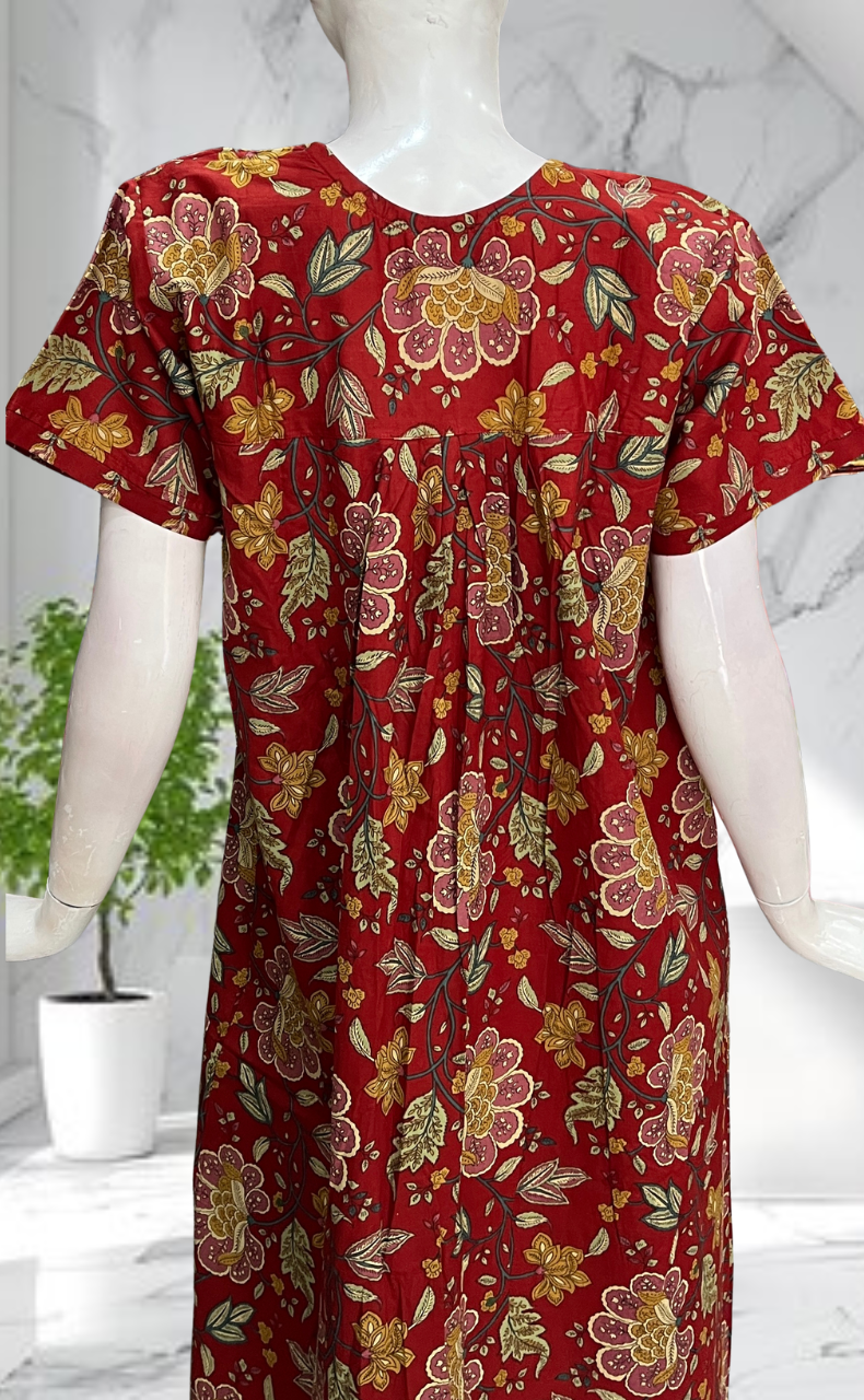 Red Garden Pure Cotton Nighty. Pure Durable Cotton | Laces and Frills