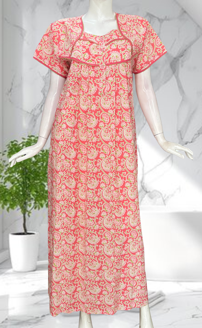 Peach Garden Pure Cotton Nighty. Pure Durable Cotton | Laces and Frills