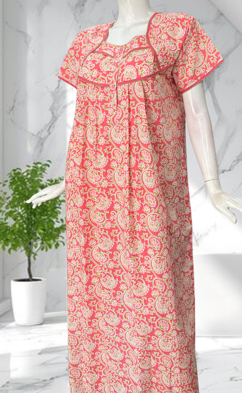 Peach Garden Pure Cotton Nighty. Pure Durable Cotton | Laces and Frills