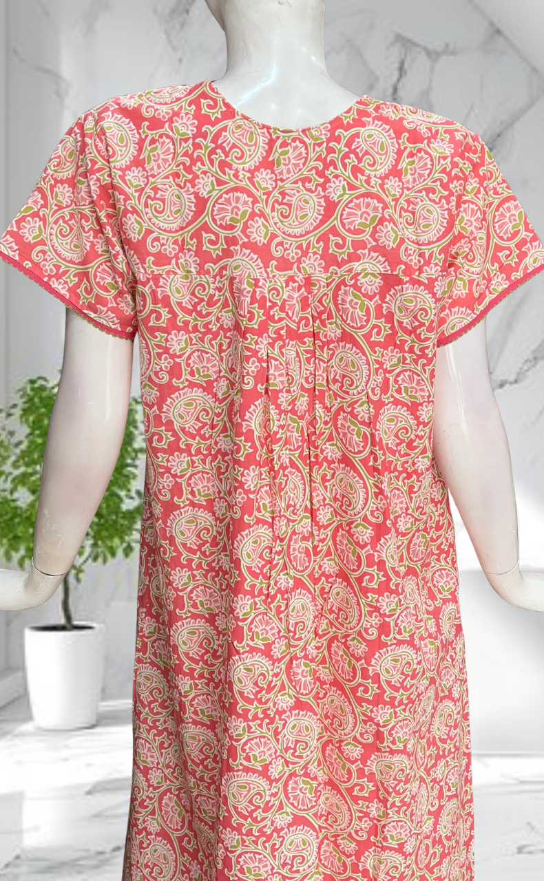 Peach Garden Pure Cotton Nighty. Pure Durable Cotton | Laces and Frills