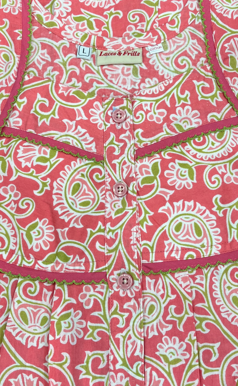 Peach Garden Pure Cotton Nighty. Pure Durable Cotton | Laces and Frills
