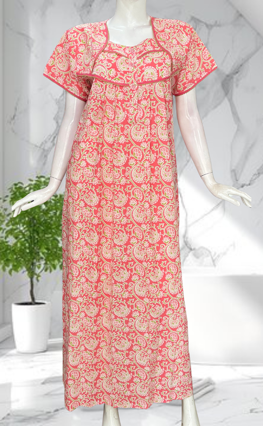 Peach Garden Pure Cotton Nighty. Pure Durable Cotton | Laces and Frills - Laces and Frills