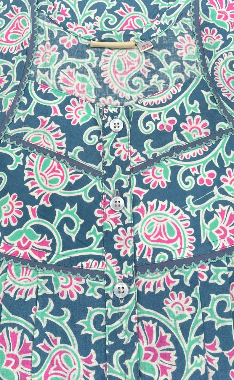 Sea Green Garden Pure Cotton Nighty. Pure Durable Cotton | Laces and Frills