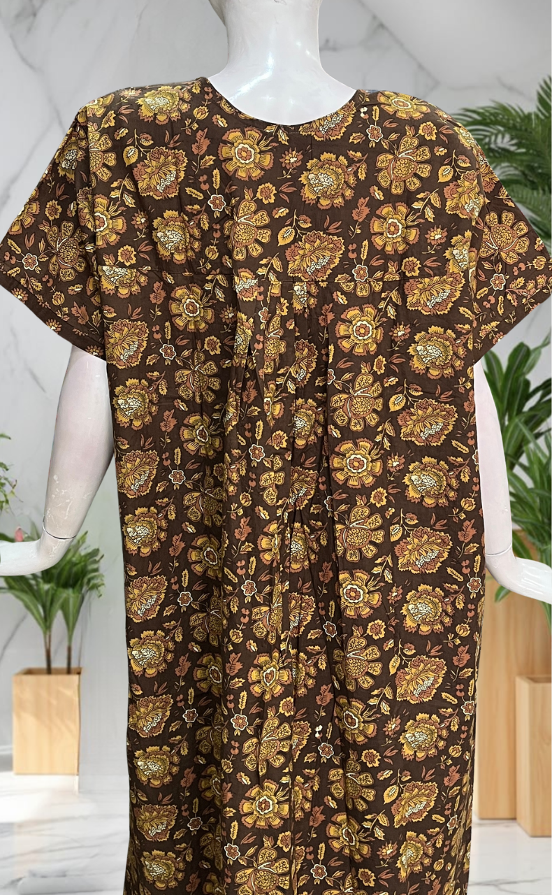 Brown Garden Pure Cotton Nighty. Pure Durable Cotton | Laces and Frills