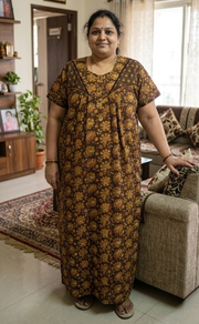 Brown Garden Pure Cotton Nighty. Pure Durable Cotton | Laces and Frills - Laces and Frills