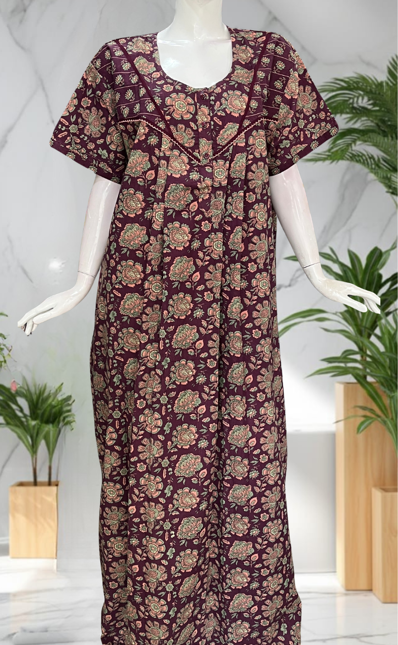 Violet Garden Pure Cotton Nighty. Pure Durable Cotton | Laces and Frills