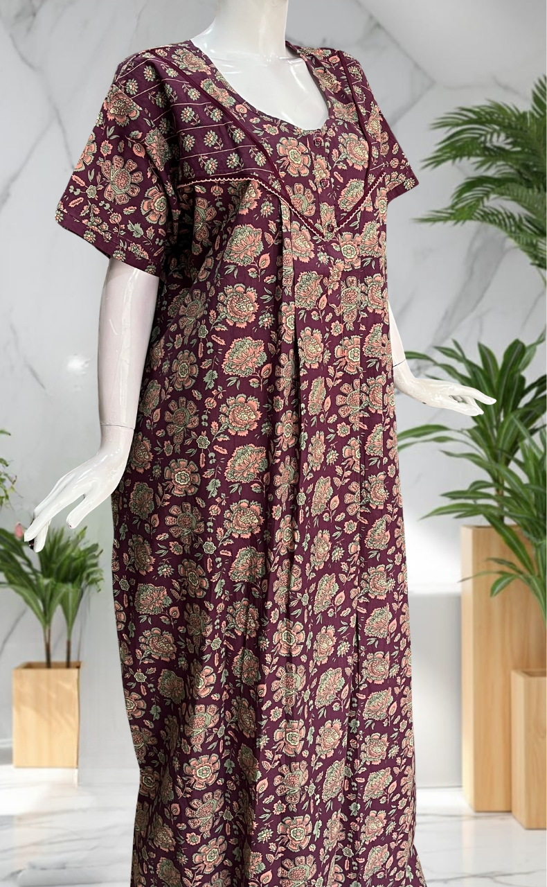 Violet Garden Pure Cotton Nighty. Pure Durable Cotton | Laces and Frills