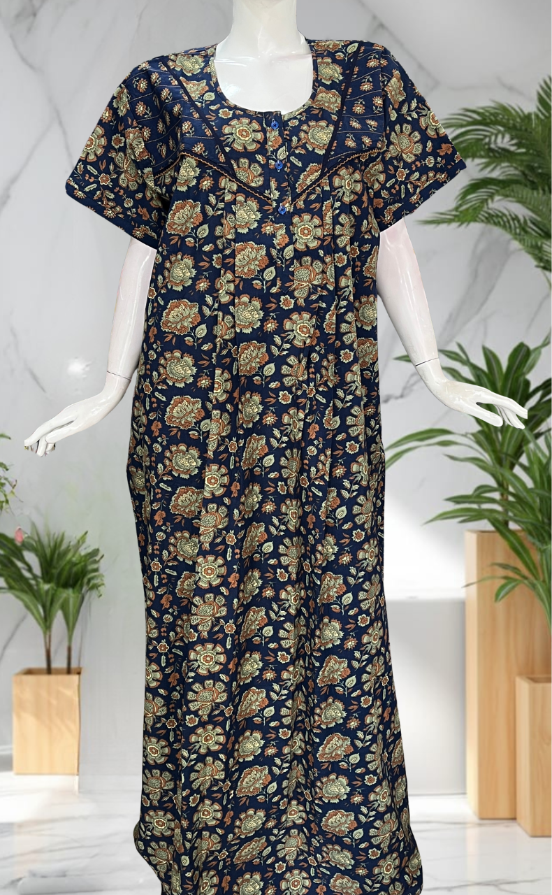 Blue Garden Pure Cotton Nighty. Pure Durable Cotton | Laces and Frills