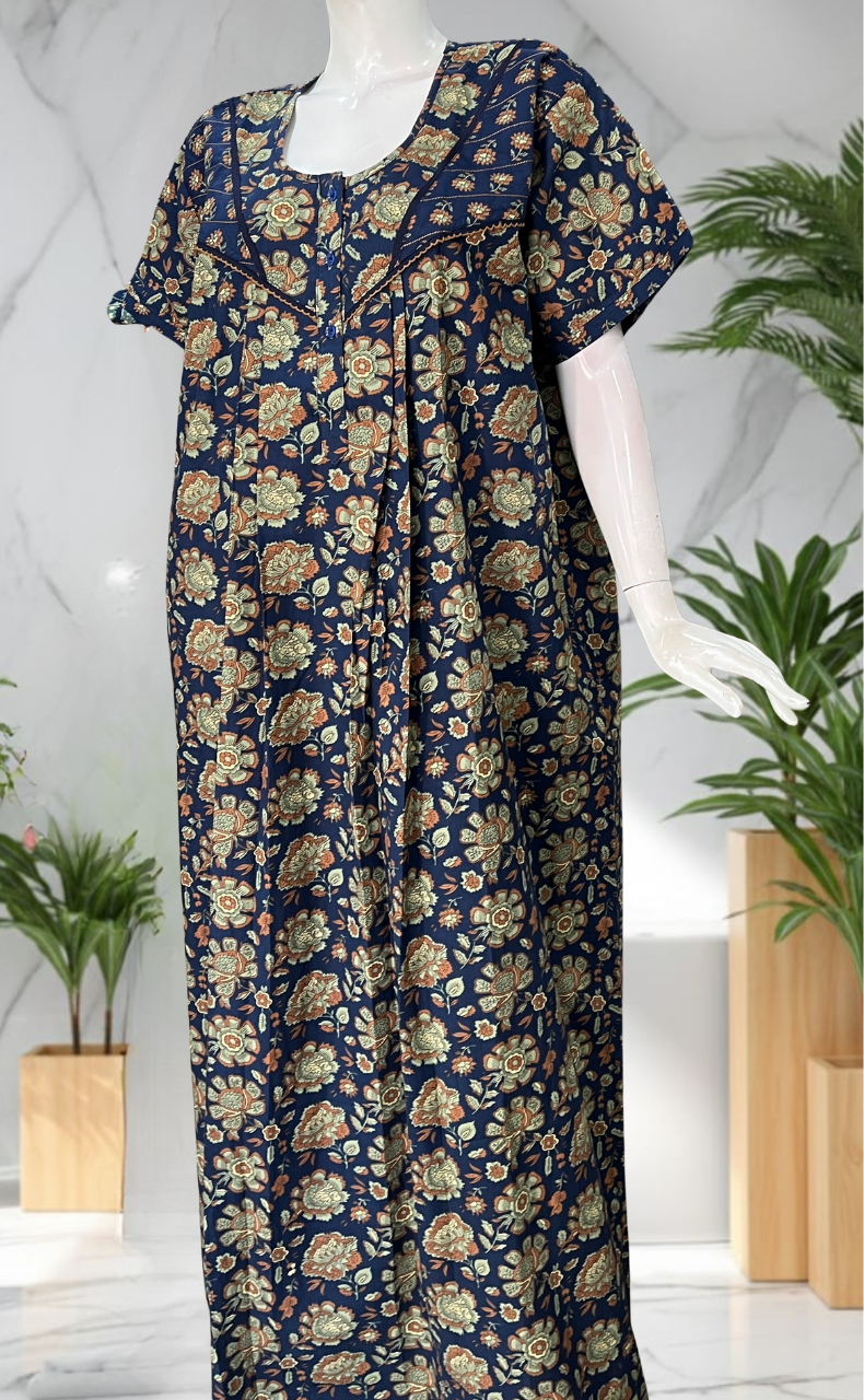 Blue Garden Pure Cotton Nighty. Pure Durable Cotton | Laces and Frills