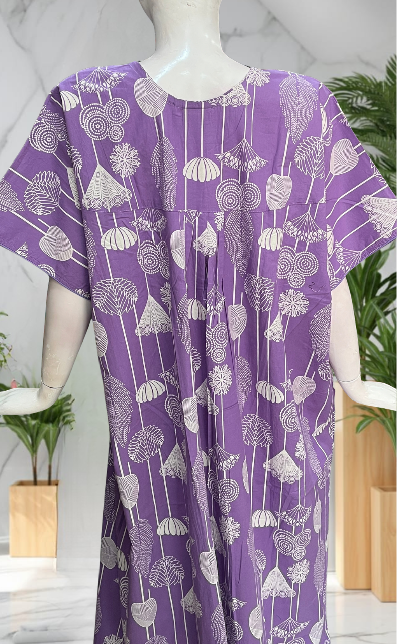 Lavender Flora Pure Cotton Nighty. Pure Durable Cotton | Laces and Frills