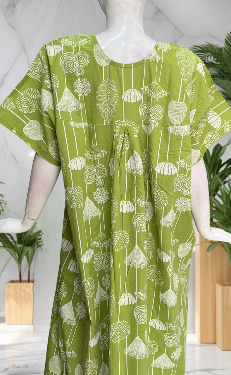 Green Flora Pure Cotton Nighty. Pure Durable Cotton | Laces and Frills