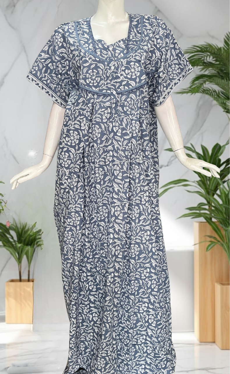 Grey Garden Pure Cotton Nighty. Pure Durable Cotton | Laces and Frills