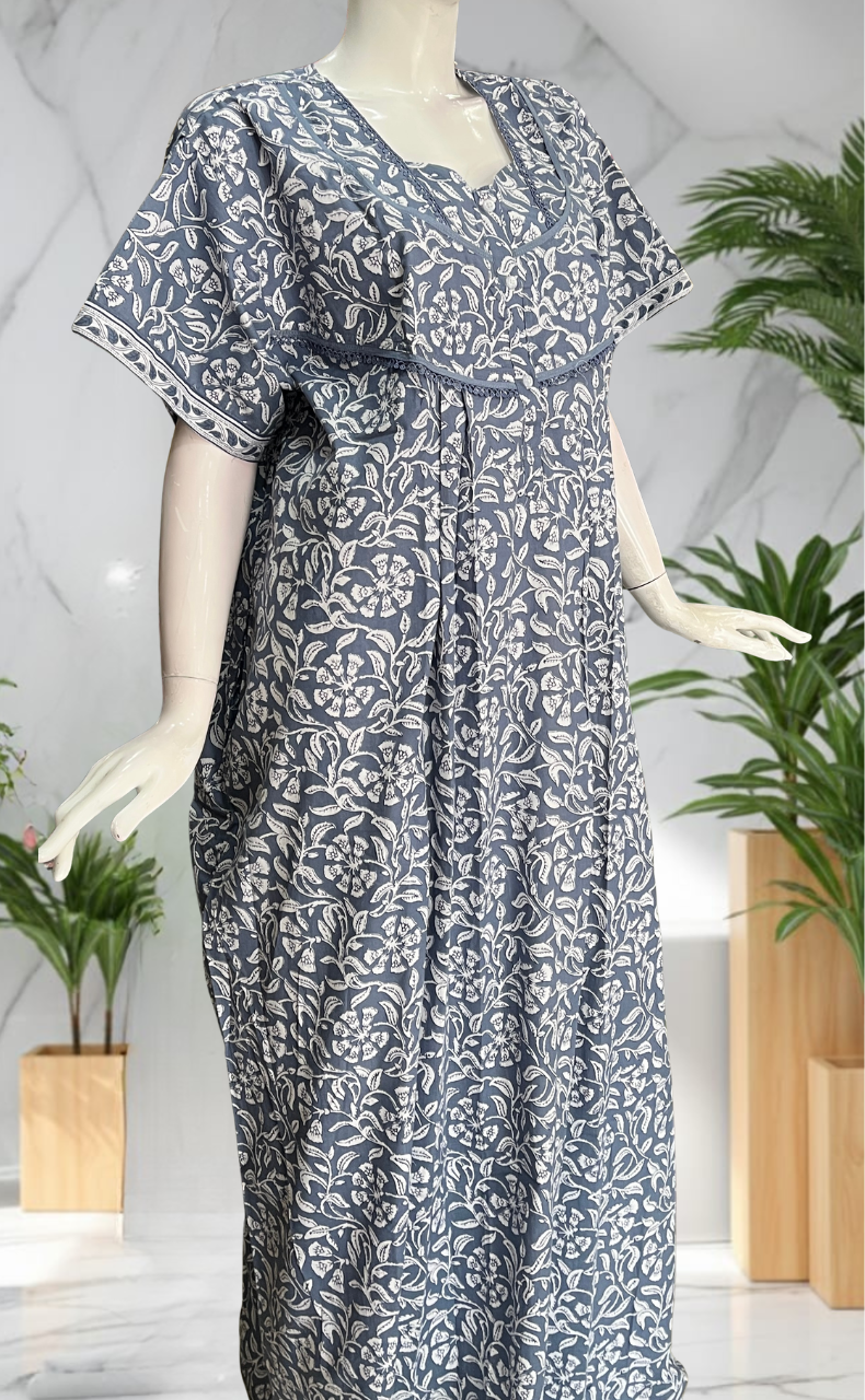 Grey Garden Pure Cotton Nighty. Pure Durable Cotton | Laces and Frills