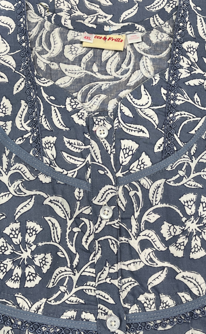 Grey Garden Pure Cotton Nighty. Pure Durable Cotton | Laces and Frills
