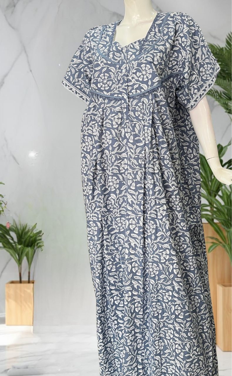 Grey Garden Pure Cotton Nighty. Pure Durable Cotton | Laces and Frills