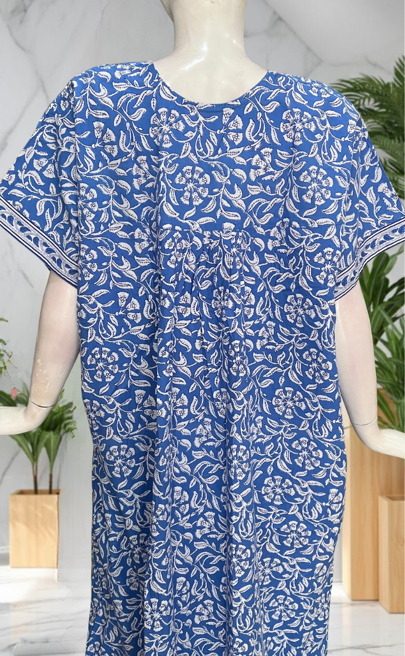 Blue Garden Pure Cotton Nighty. Pure Durable Cotton | Laces and Frills