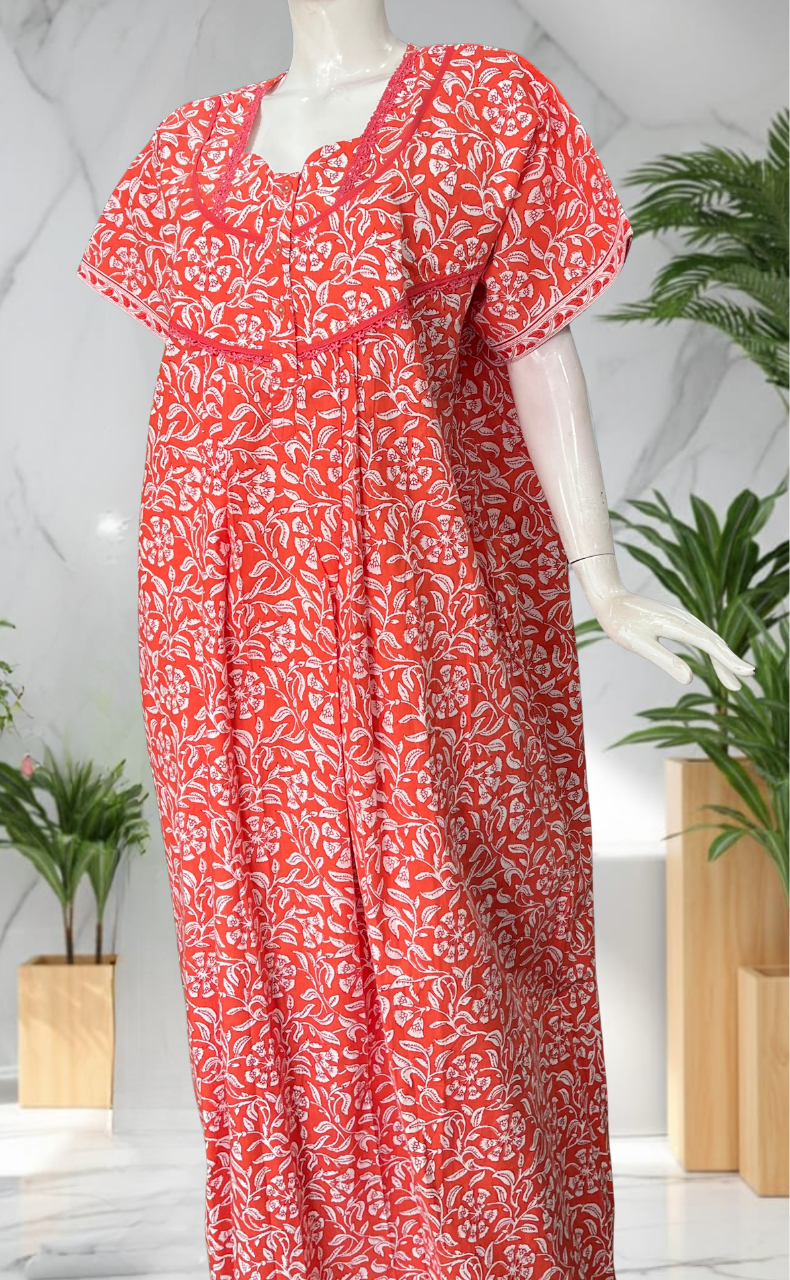 Peach Garden Pure Cotton Nighty. Pure Durable Cotton | Laces and Frills
