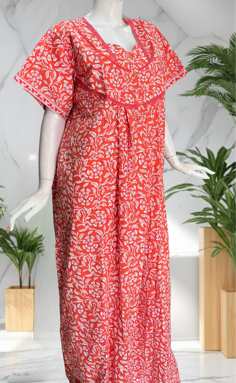 Peach Garden Pure Cotton Nighty. Pure Durable Cotton | Laces and Frills