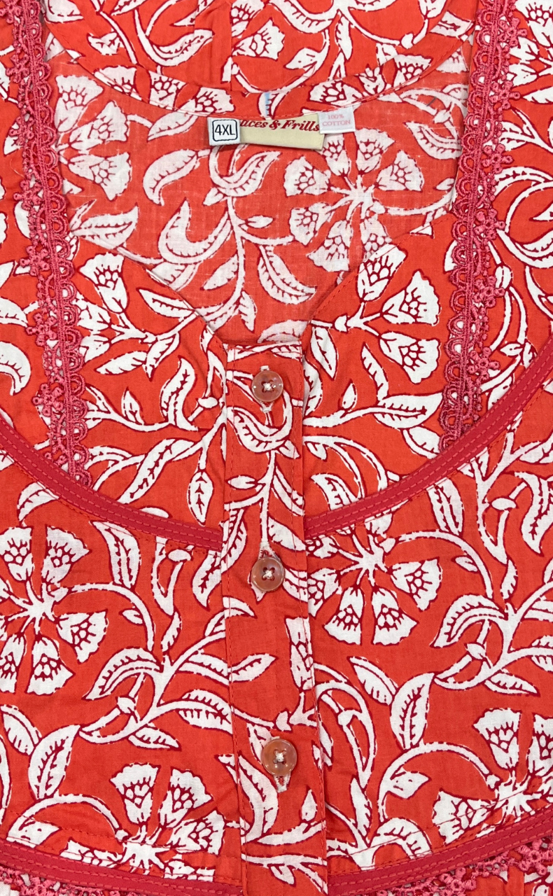 Peach Garden Pure Cotton Nighty. Pure Durable Cotton | Laces and Frills