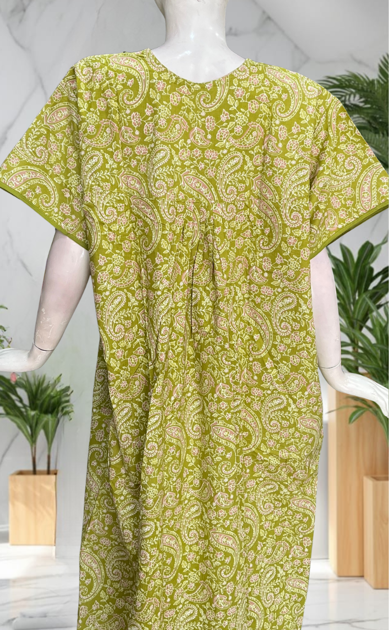 Green Garden Pure Cotton Nighty. Pure Durable Cotton | Laces and Frills