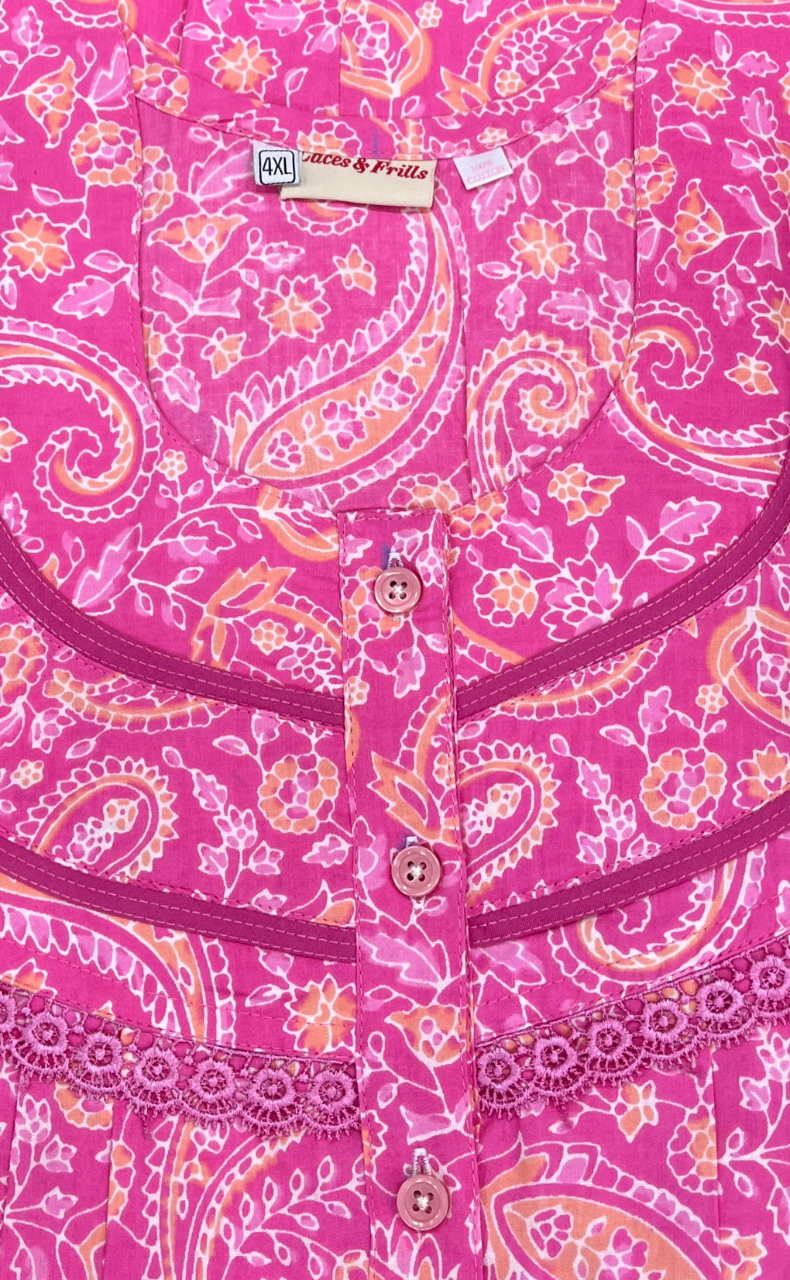Pink Garden Pure Cotton Nighty. Pure Durable Cotton | Laces and Frills