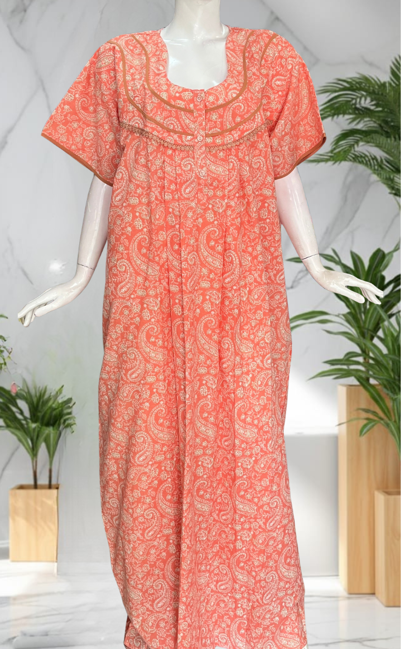 Peach Garden Pure Cotton Nighty. Pure Durable Cotton | Laces and Frills