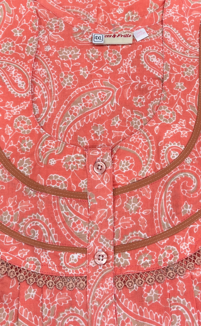 Peach Garden Pure Cotton Nighty. Pure Durable Cotton | Laces and Frills