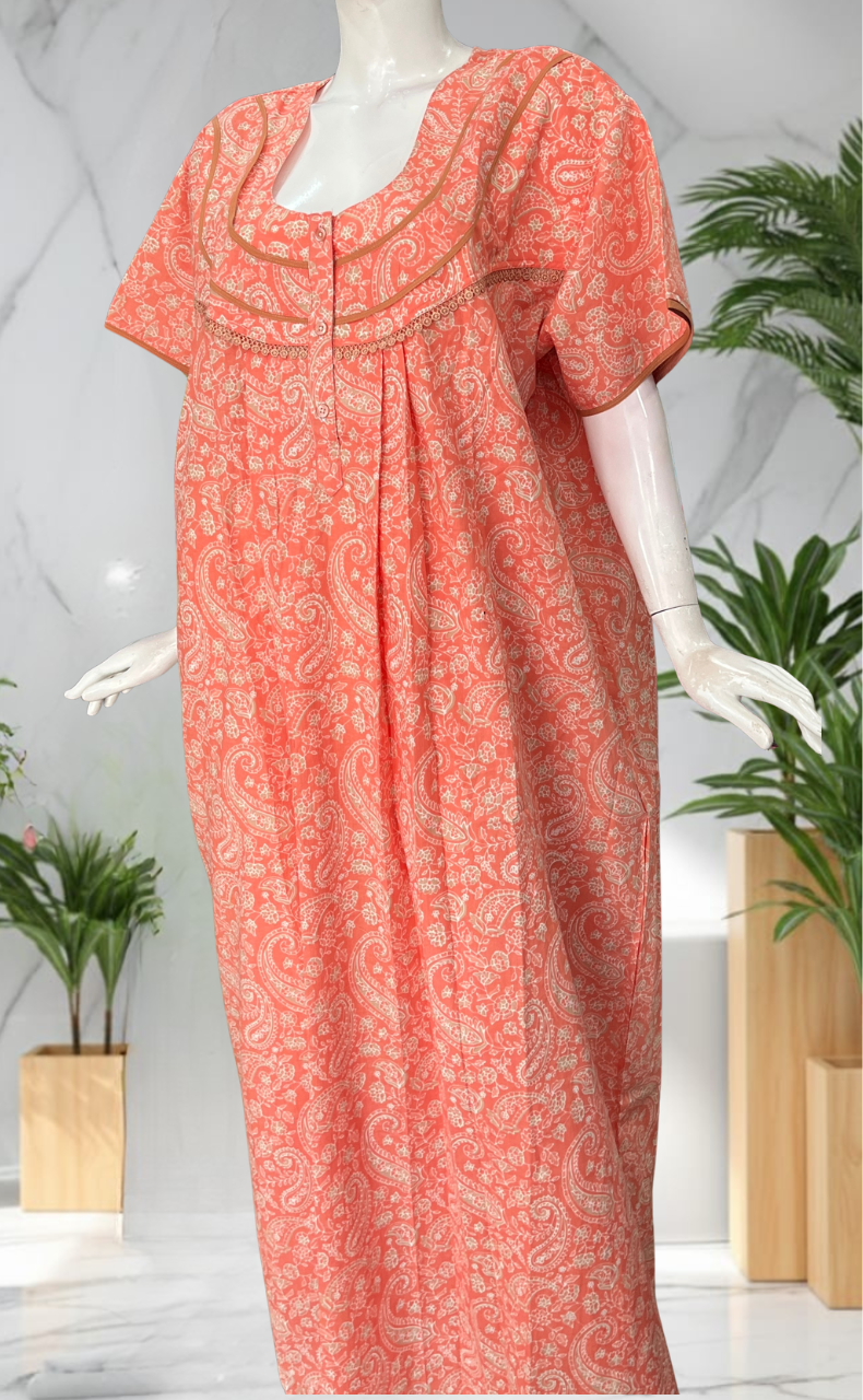Peach Garden Pure Cotton Nighty. Pure Durable Cotton | Laces and Frills
