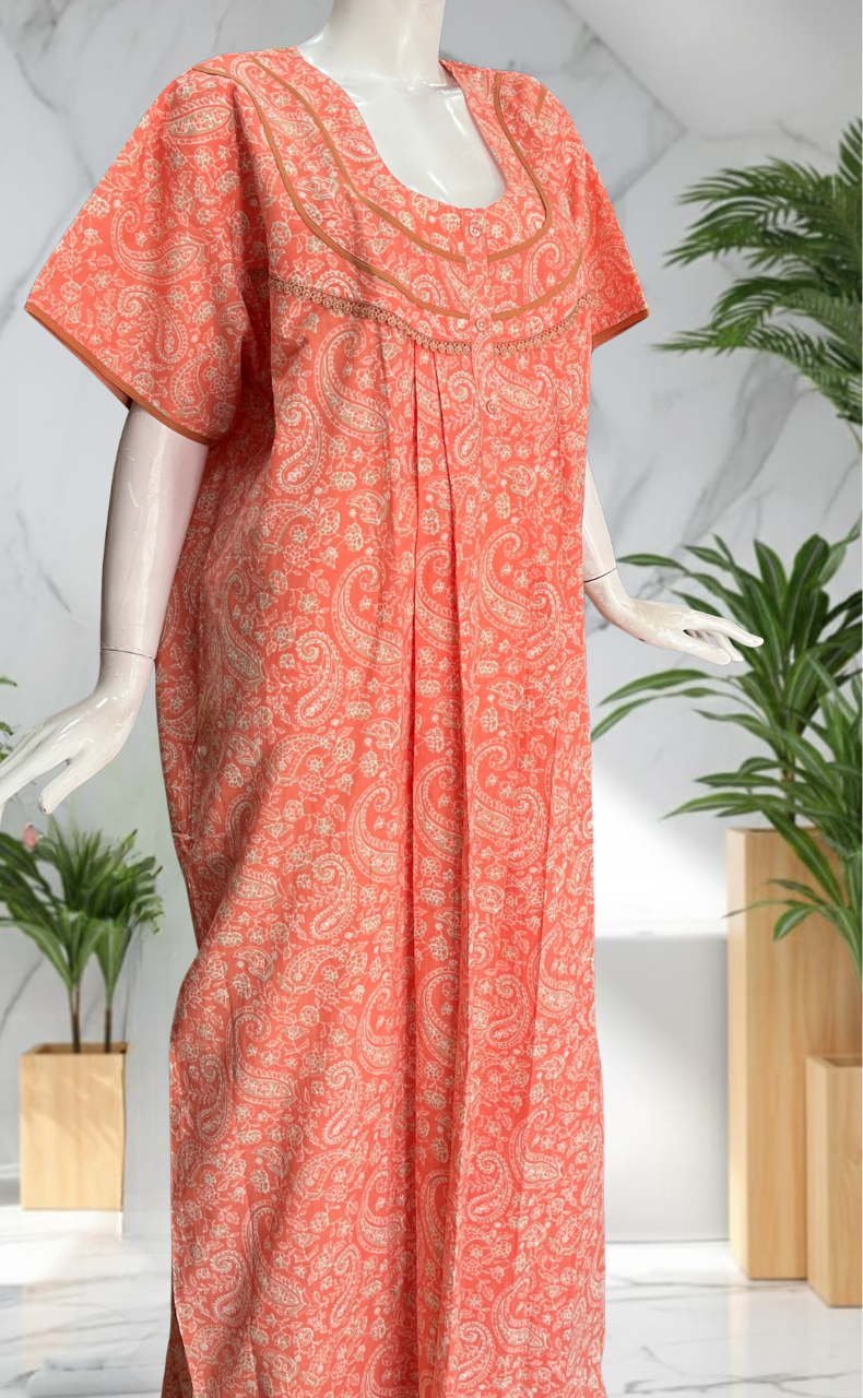 Peach Garden Pure Cotton Nighty. Pure Durable Cotton | Laces and Frills