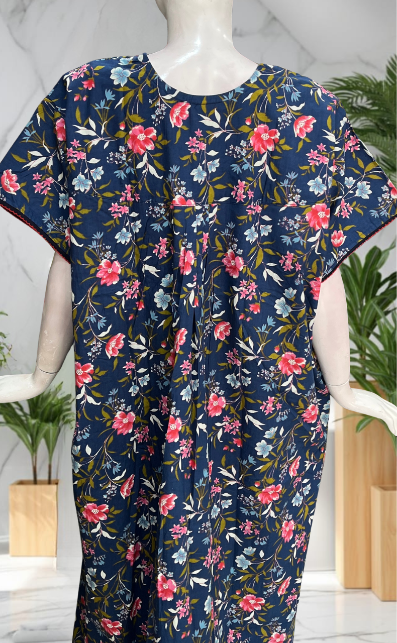 Blue Garden Pure Cotton Nighty. Pure Durable Cotton | Laces and Frills