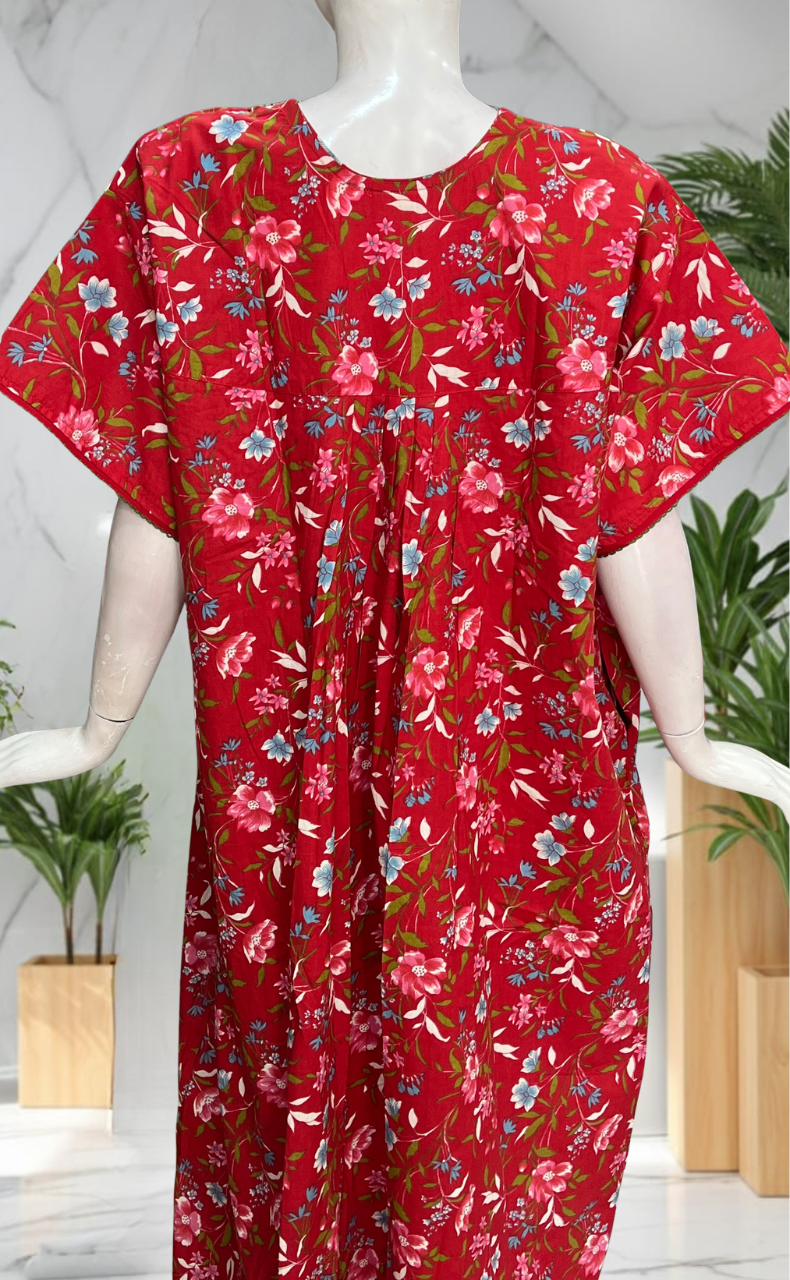 Red Garden Pure Cotton Nighty. Pure Durable Cotton | Laces and Frills