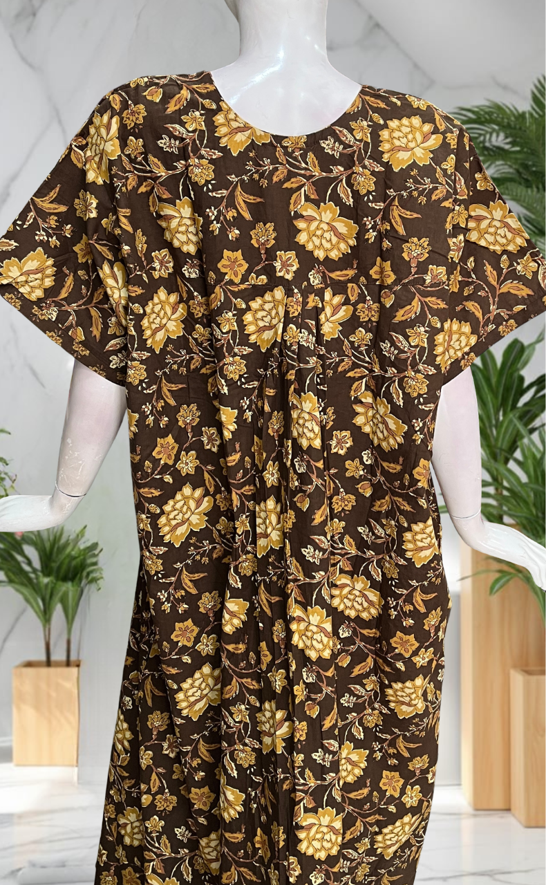 Brown Garden Pure Cotton Nighty. Pure Durable Cotton | Laces and Frills