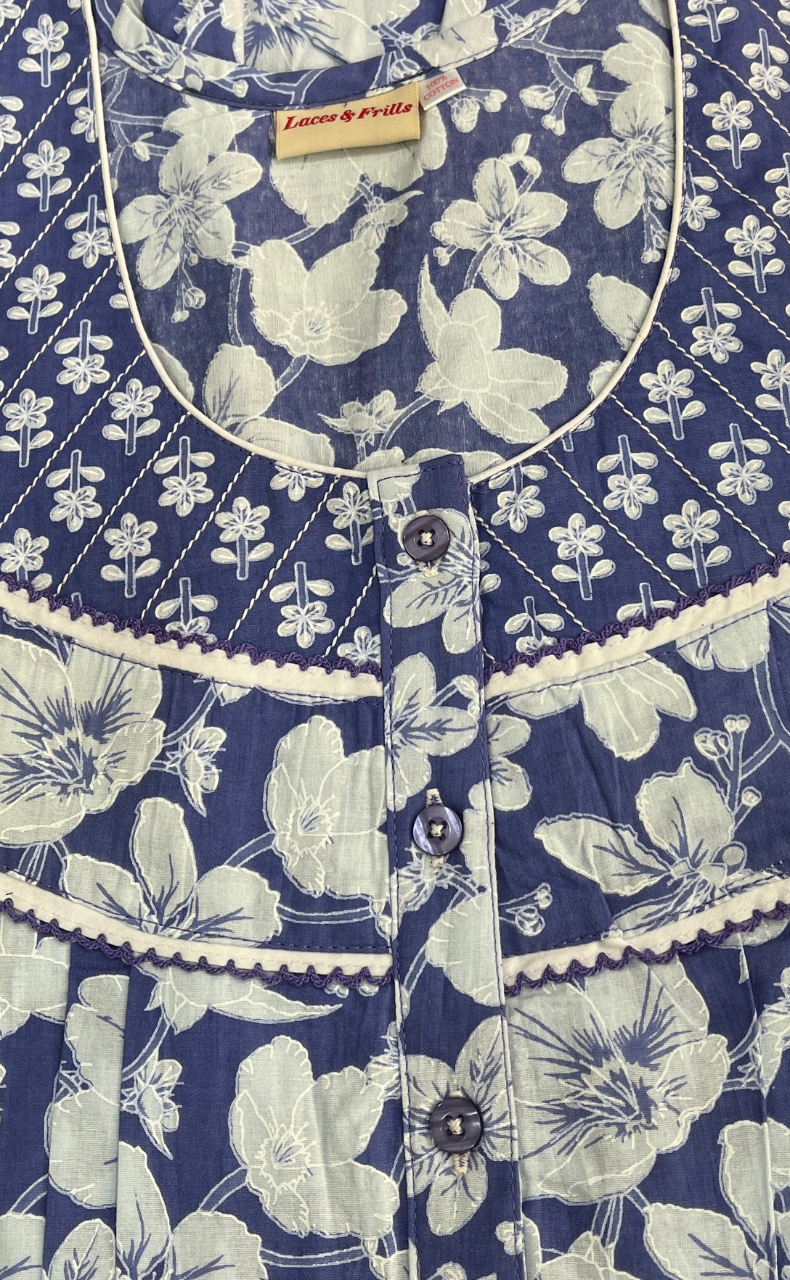 Lavender Garden Pure Cotton Nighty. Pure Durable Cotton | Laces and Frills