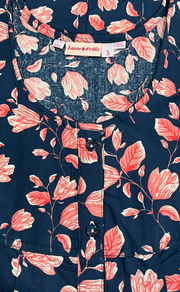Blue Floral Full Open Pure Cotton Nighty. Pure Cotton | Laces and Frills - Laces and Frills