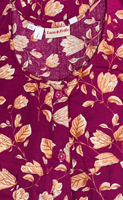 Pink Floral Full Open Pure Cotton Nighty. Pure Cotton | Laces and Frills - Laces and Frills