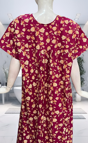 Pink Floral Full Open Pure Cotton Nighty. Pure Cotton | Laces and Frills - Laces and Frills