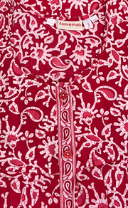 Red Garden Full Open Pure Cotton Nighty. Pure Cotton | Laces and Frills - Laces and Frills