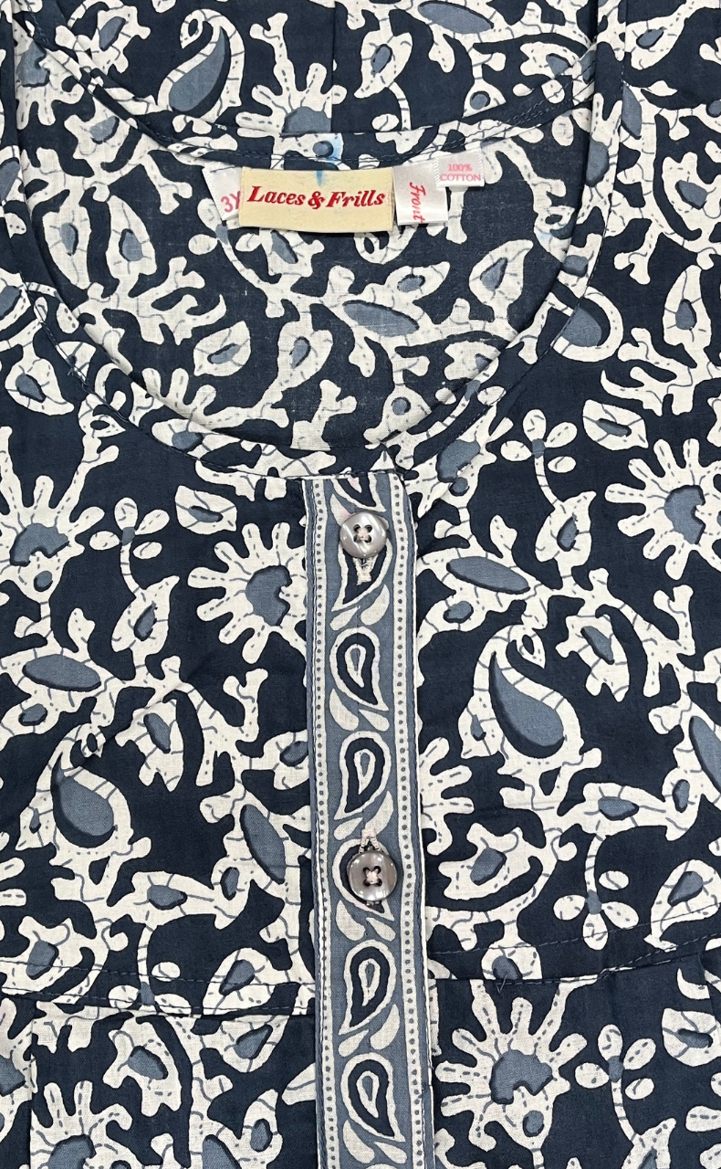 Grey Garden Full Open Pure Cotton Nighty. Pure Cotton | Laces and Frills