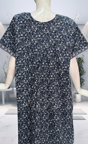 Blue Garden Full Open Pure Cotton Nighty. Pure Cotton | Laces and Frills - Laces and Frills