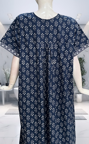 Blue Floral Full Open Pure Cotton Nighty. Pure Cotton | Laces and Frills - Laces and Frills